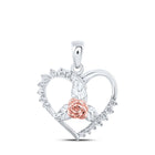 Romantic Rose Heart Diamond Pendant - 10kt Two-tone Gold - Alternate view 1 from Splendid Jewellery