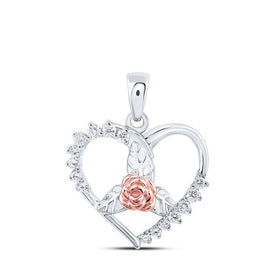 Romantic Rose Heart Diamond Pendant - 10kt Two-tone Gold - Alternate view 1 from Splendid Jewellery