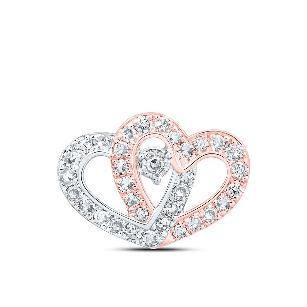Diamond Heart & Love Symbol Pendant | 10kt Two-tone Gold Womens Round Diamond Slide Heart Pendant 1/4 Cttw | Splendid Jewellery GND