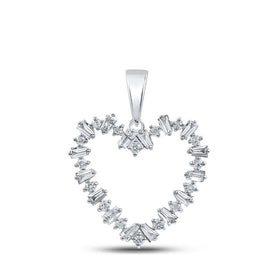 Radiant Love: 10kt White Gold Baguette Diamond Heart Pendant - Alternate view 1 from Splendid Jewellery