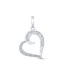 Load image into Gallery viewer, 10kt White Gold Baguette Diamond Heart Pendant - A Mesmerizing Symbol of Love and Elegance - Alternate view 1 from Splendid Jewellery