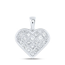 Load image into Gallery viewer, Enchanting Princess-Cut Diamond Heart Pendant Top view from the 10Kt White Gold Womens Princess Diamond Heart Pendant 1 7 8 Cttwpin219204 collection by Splendid Jewellery