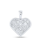 Enchanting Princess-Cut Diamond Heart Pendant Top view from the 10Kt White Gold Womens Princess Diamond Heart Pendant 1 7 8 Cttwpin219204 collection by Splendid Jewellery
