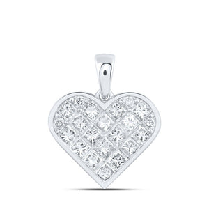 Diamond Heart & Love Symbol Pendant | 10kt White Gold Womens Princess Diamond Heart Pendant 1-7/8 Cttw | Splendid Jewellery GND