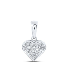 Load image into Gallery viewer, Enchanted Love Diamond Heart Pendant Top view from the 10Kt White Gold Womens Princess Diamond Heart Pendant 1 4 Cttwpin219201 collection by Splendid Jewellery