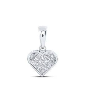 Enchanted Love Diamond Heart Pendant Top view from the 10Kt White Gold Womens Princess Diamond Heart Pendant 1 4 Cttwpin219201 collection by Splendid Jewellery