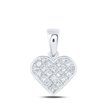Load image into Gallery viewer, Enchanting Love&#39;s Diamond Heart Pendant Top view from the 10Kt White Gold Womens Princess Diamond Heart Pendant 3 8 Cttwpin219208 collection by Splendid Jewellery