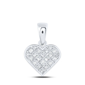Enchanting Love's Diamond Heart Pendant Top view from the 10Kt White Gold Womens Princess Diamond Heart Pendant 3 8 Cttwpin219208 collection by Splendid Jewellery