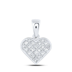 Diamond Heart & Love Symbol Pendant | 10kt White Gold Womens Princess Diamond Heart Pendant 3/8 Cttw | Splendid Jewellery GND