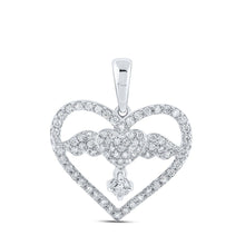Load image into Gallery viewer, Enchanted Angelic Love Diamond Pendant Top view from the 10Kt White Gold Womens Round Diamond Angel Heart Pendant 5 8 Cttwpin210320 collection by Splendid Jewellery