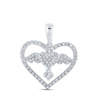 Enchanted Angelic Love Diamond Pendant Top view from the 10Kt White Gold Womens Round Diamond Angel Heart Pendant 5 8 Cttwpin210320 collection by Splendid Jewellery