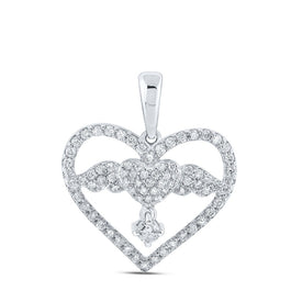 Enchanted Angelic Love Diamond Pendant Top view from the 10Kt White Gold Womens Round Diamond Angel Heart Pendant 5 8 Cttwpin210320 collection by Splendid Jewellery