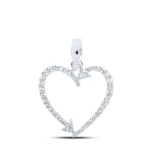 Load image into Gallery viewer, Enchanting Diamond Love Arrow Pendant in 10kt White Gold Top view from the 10Kt White Gold Womens Round Diamond Arrow Heart Pendant 1 5 Cttwpin213155 collection by Splendid Jewellery