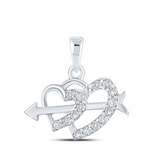 Load image into Gallery viewer, Captivating Love Connection Diamond Pendant Top view from the 10Kt White Gold Womens Round Diamond Arrow Heart Pendant 1 5 Cttwpin280998 collection by Splendid Jewellery