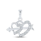 Captivating Love Connection Diamond Pendant Top view from the 10Kt White Gold Womens Round Diamond Arrow Heart Pendant 1 5 Cttwpin280998 collection by Splendid Jewellery