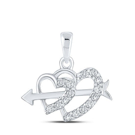 Captivating Love Connection Diamond Pendant Top view from the 10Kt White Gold Womens Round Diamond Arrow Heart Pendant 1 5 Cttwpin280998 collection by Splendid Jewellery
