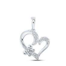 Load image into Gallery viewer, Enchanting Diamond Butterfly Heart Pendant Top view from the 10Kt White Gold Womens Round Diamond Butterfly Heart Pendant 1 10 Cttwpin213327 collection by Splendid Jewellery