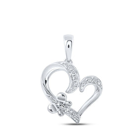 Enchanting Diamond Butterfly Heart Pendant Top view from the 10Kt White Gold Womens Round Diamond Butterfly Heart Pendant 1 10 Cttwpin213327 collection by Splendid Jewellery