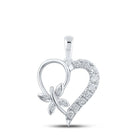 Enchanting Diamond Butterfly Heart Pendant in 10kt White Gold Top view from the 10Kt White Gold Womens Round Diamond Butterfly Heart Pendant 1 4 Cttwpin212008 collection by Splendid Jewellery
