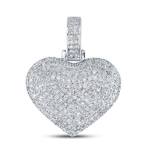 Diamond Heart & Love Symbol Pendant | 10kt White Gold Womens Round Diamond Charmed Heart Pendant 3/4 Cttw | Splendid Jewellery GND