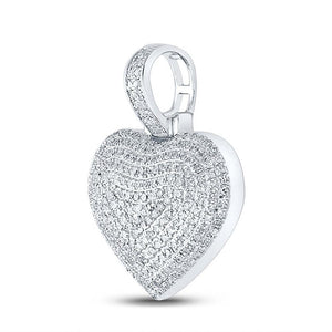 Diamond Heart & Love Symbol Pendant | 10kt White Gold Womens Round Diamond Charmed Heart Pendant 3/4 Cttw | Splendid Jewellery GND