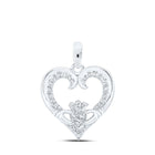 Eternal Love Diamond Claddagh Pendant Top view from the 10Kt White Gold Womens Round Diamond Claddagh Heart Pendant 1 6 Cttwpin213311 collection by Splendid Jewellery