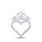 Enchanting Diamond Crown Heart Pendant in 10kt White Gold Top view from the 10Kt White Gold Womens Round Diamond Crown Heart Pendant 1 4 Cttwpin219094 collection by Splendid Jewellery