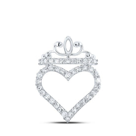 Enchanting Diamond Crown Heart Pendant in 10kt White Gold Top view from the 10Kt White Gold Womens Round Diamond Crown Heart Pendant 1 4 Cttwpin219094 collection by Splendid Jewellery