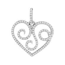 Load image into Gallery viewer, Romantic Diamond Curl Heart Pendant in 10kt White Gold Top view from the 10Kt White Gold Womens Round Diamond Curl Heart Pendant 1 3 Cttwpin205691 collection by Splendid Jewellery