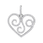 Romantic Diamond Curl Heart Pendant in 10kt White Gold Top view from the 10Kt White Gold Womens Round Diamond Curl Heart Pendant 1 3 Cttwpin205691 collection by Splendid Jewellery
