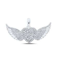 Load image into Gallery viewer, Enchanting Wings of Love Diamond Pendant Top view from the 10Kt White Gold Womens Round Diamond Diamond Wing Heart Pendant 3 8 Cttwpin213179 collection by Splendid Jewellery