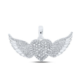 Enchanting Wings of Love Diamond Pendant Top view from the 10Kt White Gold Womens Round Diamond Diamond Wing Heart Pendant 3 8 Cttwpin213179 collection by Splendid Jewellery