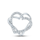 Enchanting Love Story Diamond Pendant Top view from the 10Kt White Gold Womens Round Diamond Double Heart Pendant 1 4 Cttwpin280619 collection by Splendid Jewellery