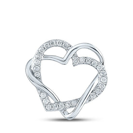 Enchanting Love Story Diamond Pendant Top view from the 10Kt White Gold Womens Round Diamond Double Heart Pendant 1 4 Cttwpin280619 collection by Splendid Jewellery