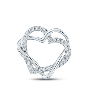 Diamond Heart & Love Symbol Pendant | 10kt White Gold Womens Round Diamond Double Heart Pendant 1/4 Cttw | Splendid Jewellery GND