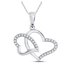 Enchanting Double Heart Diamond Pendant | 10kt White Gold 1/6 Cttw Top view from the 10Kt White Gold Womens Round Diamond Double Heart Pendant 1 6 Cttwpin280630 collection by Splendid Jewellery