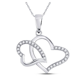 Enchanting Double Heart Diamond Pendant | 10kt White Gold 1/6 Cttw Top view from the 10Kt White Gold Womens Round Diamond Double Heart Pendant 1 6 Cttwpin280630 collection by Splendid Jewellery