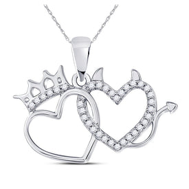 Romantic Diamond Love Duo Pendant | 10kt White Gold Womens Round Diamond Double Heart Pendant 1/6 Cttw | Splendid Jewellery Top view from the 10Kt White Gold Womens Round Diamond Double Heart Pendant 1 6 Cttwpin280168 collection by Splendid Jewellery