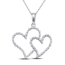 Load image into Gallery viewer, 10kt White Gold Diamond Heart &amp; Love Symbol Pendant Top view from the 10Kt White Gold Womens Round Diamond Double Outline Heart Pendant 1 6 Cttwpin83479 collection by Splendid Jewellery