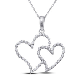 10kt White Gold Diamond Heart & Love Symbol Pendant Top view from the 10Kt White Gold Womens Round Diamond Double Outline Heart Pendant 1 6 Cttwpin83479 collection by Splendid Jewellery