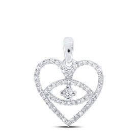 Romantic Diamond Heart & Love Symbol Pendant in 10kt White Gold Top view from the 10Kt White Gold Womens Round Diamond Eye Heart Pendant 1 3 Cttwpin213158 collection by Splendid Jewellery