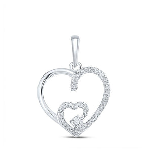 Diamond Heart & Love Symbol Pendant | 10kt White Gold Womens Round Diamond Fashion Heart Pendant 1/10 Cttw | Splendid Jewellery GND