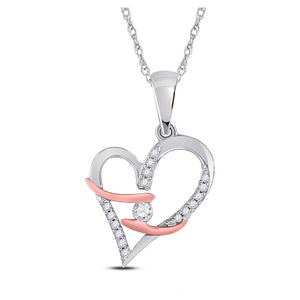 Diamond Heart & Love Symbol Pendant | 10kt White Gold Womens Round Diamond Fashion Heart Pendant 1/8 Cttw | Splendid Jewellery GND