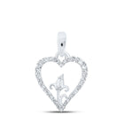 Romantic Diamond Flower Heart Pendant in 10kt White Gold Top view from the 10Kt White Gold Womens Round Diamond Flower Heart Pendant 1 8 Cttwpin219229 collection by Splendid Jewellery