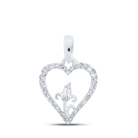 Romantic Diamond Flower Heart Pendant in 10kt White Gold Top view from the 10Kt White Gold Womens Round Diamond Flower Heart Pendant 1 8 Cttwpin219229 collection by Splendid Jewellery