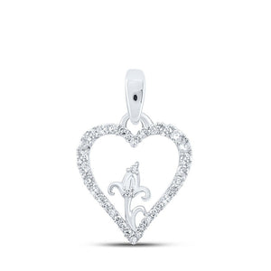 Diamond Heart & Love Symbol Pendant | 10kt White Gold Womens Round Diamond Flower Heart Pendant 1/8 Cttw | Splendid Jewellery GND