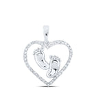 Radiant Love: 10kt White Gold Diamond Heart & Love Symbol Pendant Top view from the 10Kt White Gold Womens Round Diamond Footsteps Heart Pendant 1 3 Cttwpin213166 collection by Splendid Jewellery