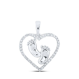 Radiant Love: 10kt White Gold Diamond Heart & Love Symbol Pendant Top view from the 10Kt White Gold Womens Round Diamond Footsteps Heart Pendant 1 3 Cttwpin213166 collection by Splendid Jewellery