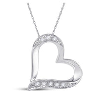 Load image into Gallery viewer, 10kt White Gold Diamond Heart &amp; Love Symbol Pendant | Splendid Jewellery&#39;s Mesmerizing Romance Top view from the 10Kt White Gold Womens Round Diamond Heart Outline Pendant 03 Cttwpin200991 collection by Splendid Jewellery