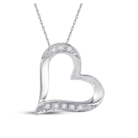 10kt White Gold Diamond Heart & Love Symbol Pendant | Splendid Jewellery's Mesmerizing Romance Top view from the 10Kt White Gold Womens Round Diamond Heart Outline Pendant 03 Cttwpin200991 collection by Splendid Jewellery